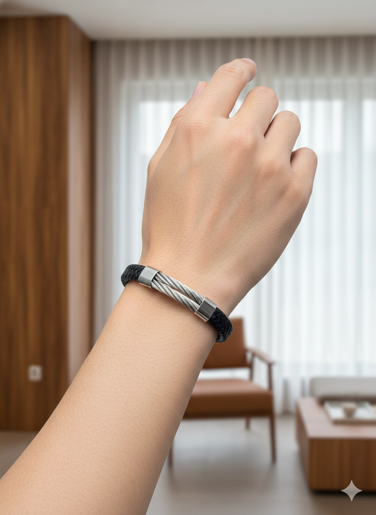 SteelWeave Noir Wristbands