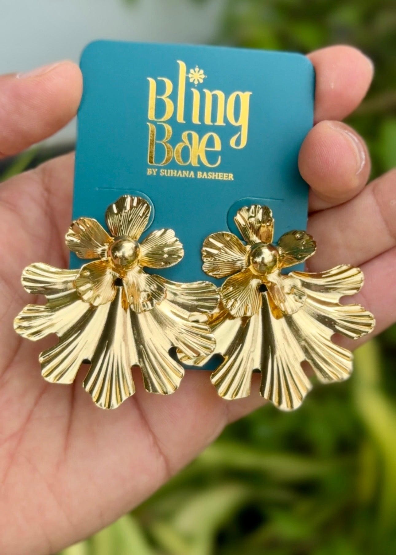Golden Bloom Fan Earrings