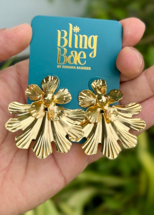 Golden Bloom Fan Earrings