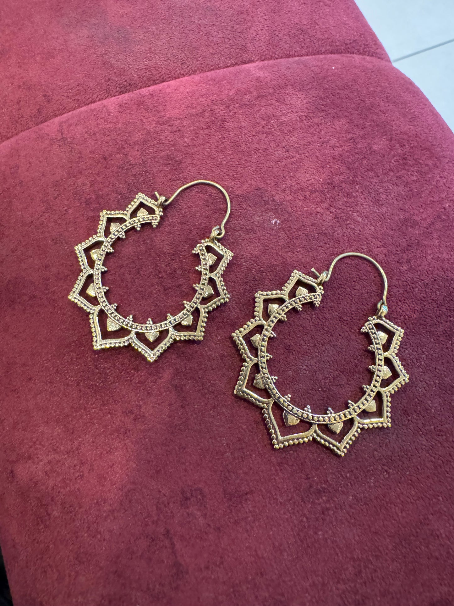 Golden Mandala Bloom Hoops Earrings
