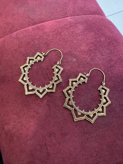 Golden Mandala Bloom Hoops Earrings