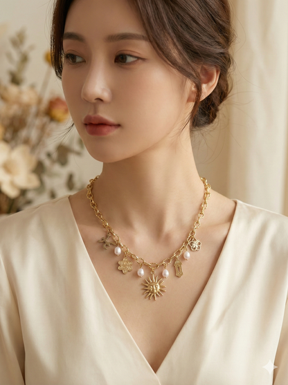 Golden Paradise Charm Necklace