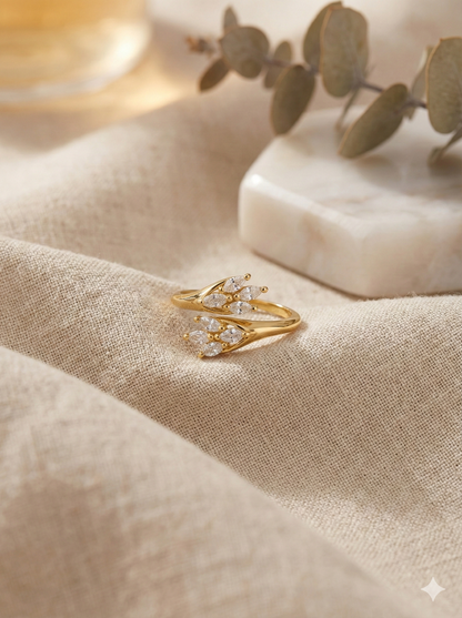 Golden Fern Rings (Adjustable)