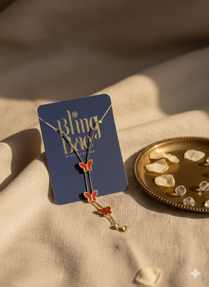 Trio Butterfly Drop Chain with Pendant