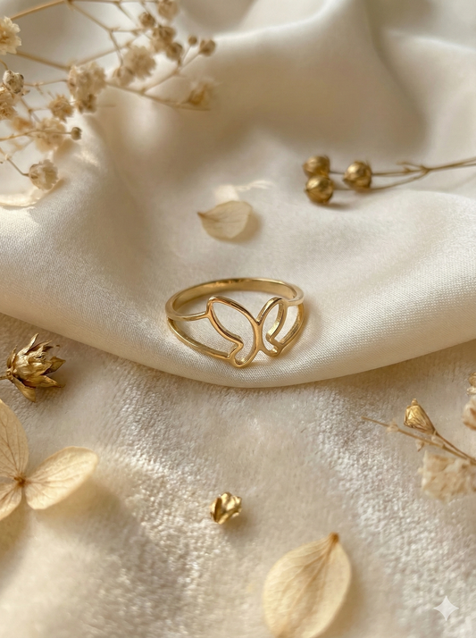 Golden Butterfly Rings