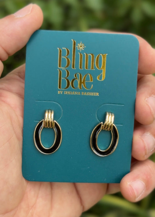 Onyx Loop Elegance Hoops Earrings