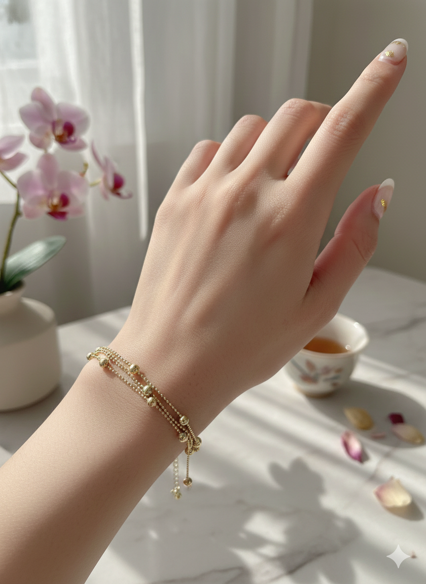 Golden Beads Anklet/Bracelet (Single Piece)