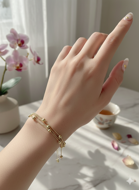 Golden Beads Anklet/Bracelet (Single Piece)