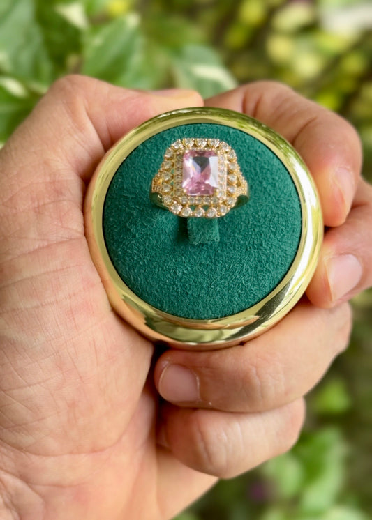 The Blush Royalty Emerald-Cut Ring✨(Adjustable)