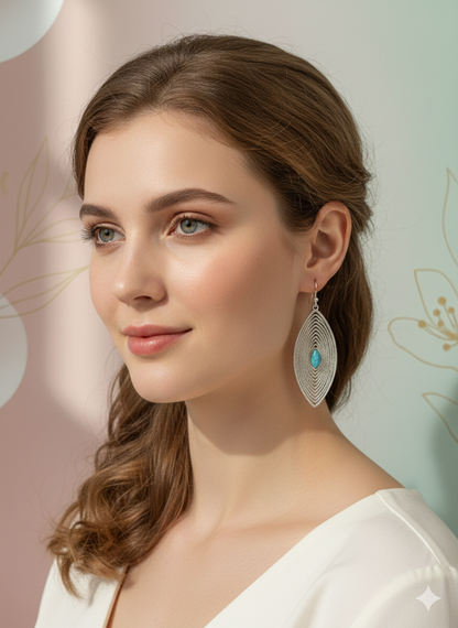 Silver Mirage Turquoise Drop Earrings