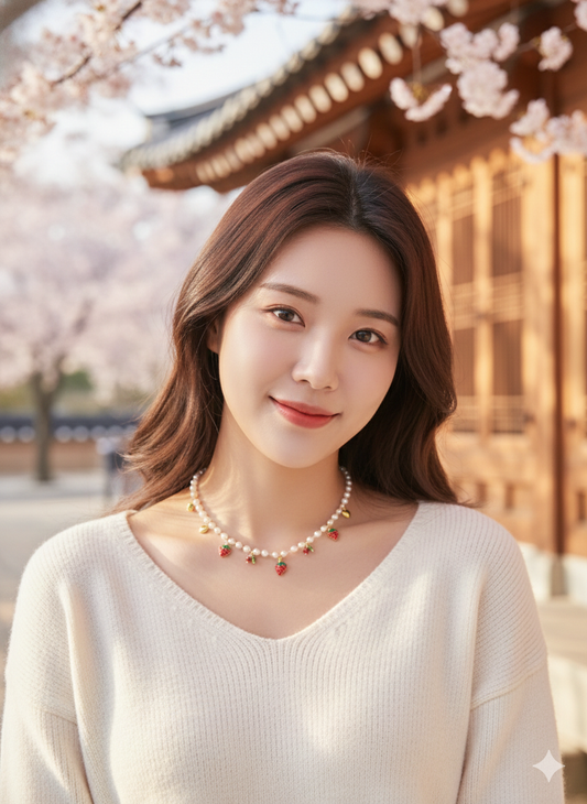 Strawberry Pearl Charm Necklace