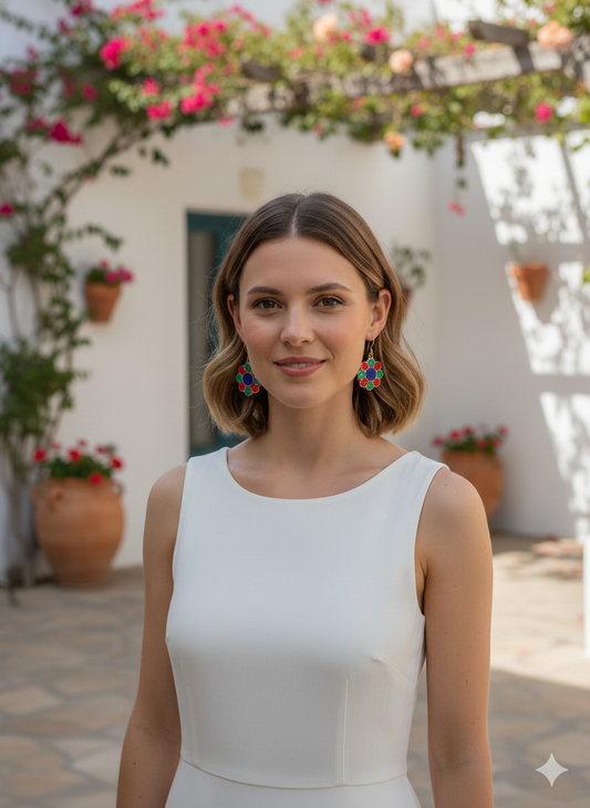 Mosaic Bloom Charm Drops Earrings