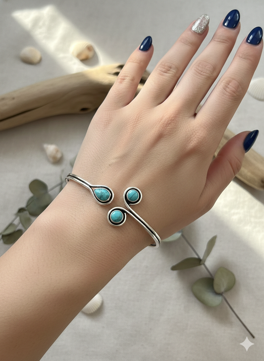 Trio Turquoise Flow Cuff Bangles (Adjustable)