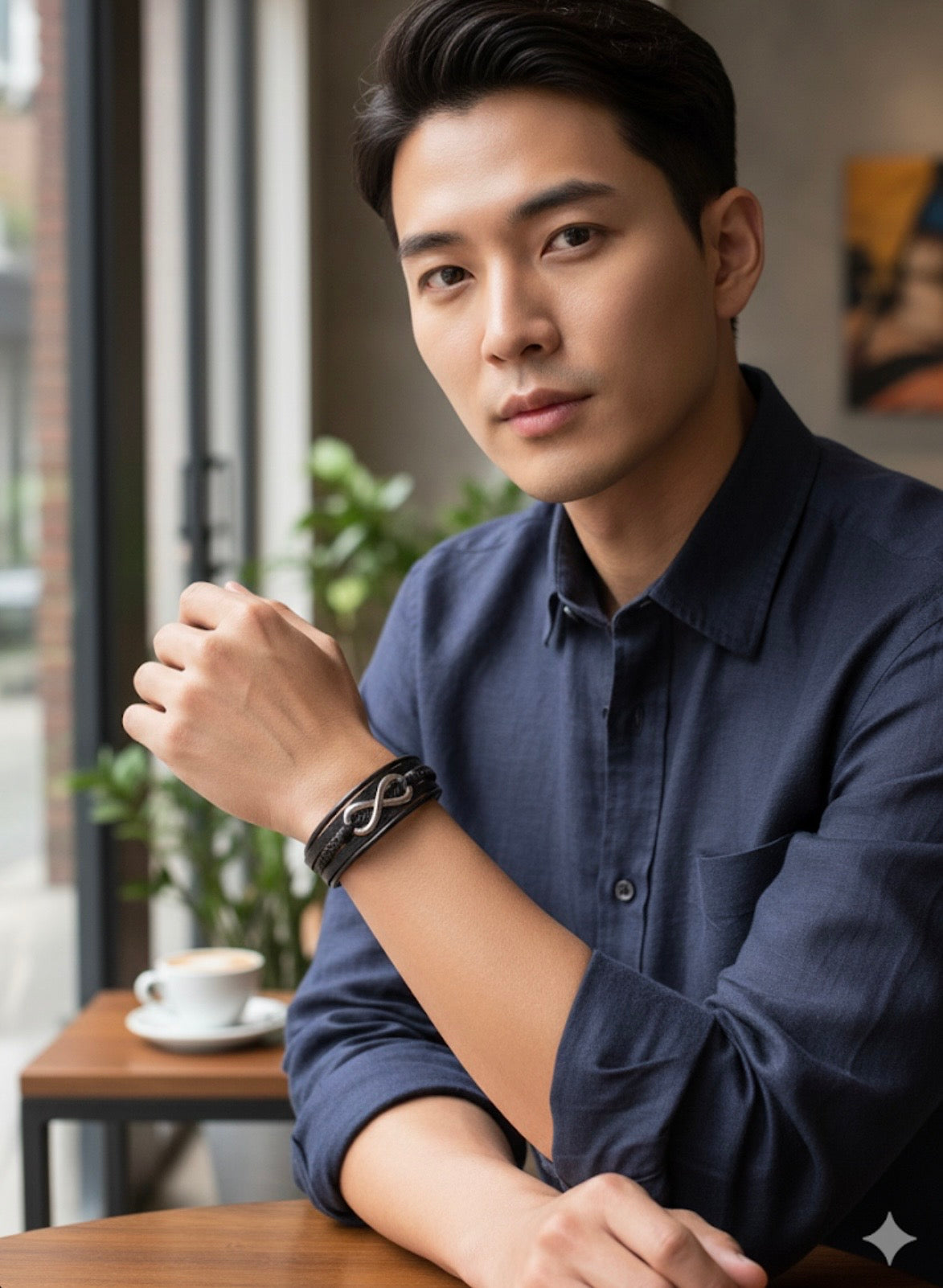 Infinity Weave Noir Leather Men’s Wristbands