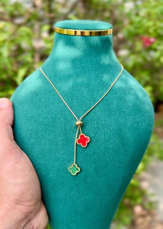 Lucky Clover Duo Drop Necklace 🍀❤️✨