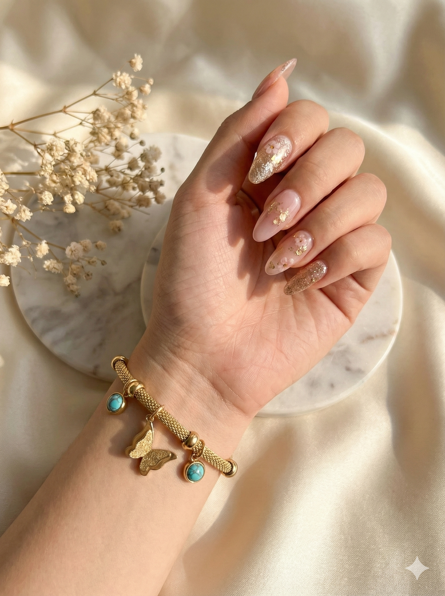 Golden Flutter & Turquoise Bracelets