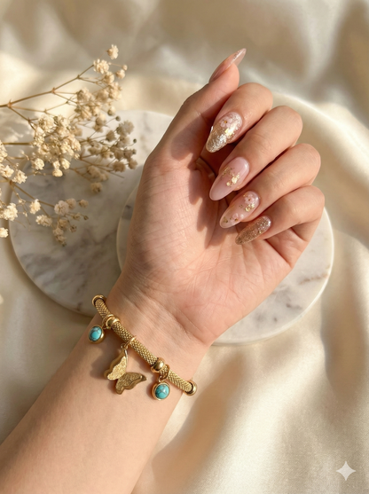 Golden Flutter & Turquoise Bracelets