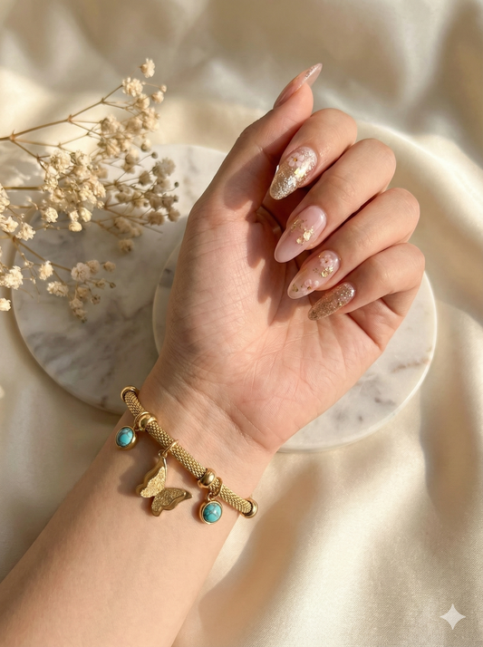 Golden Flutter & Turquoise Bracelets