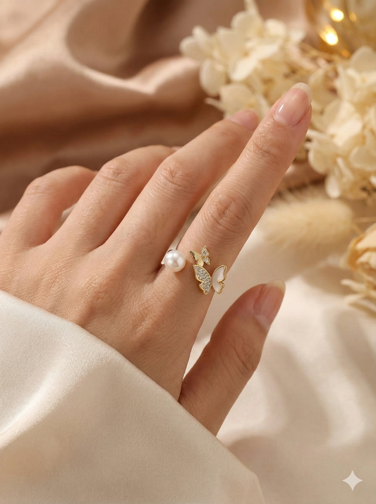 Pearl Flutter Rings (Adjustable)