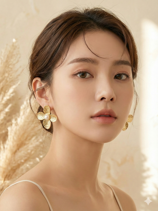 Gilded Petal Pearl Studs