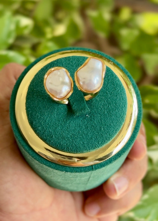 The Aura Double Baroque Pearl Ring✨(Adjustable)