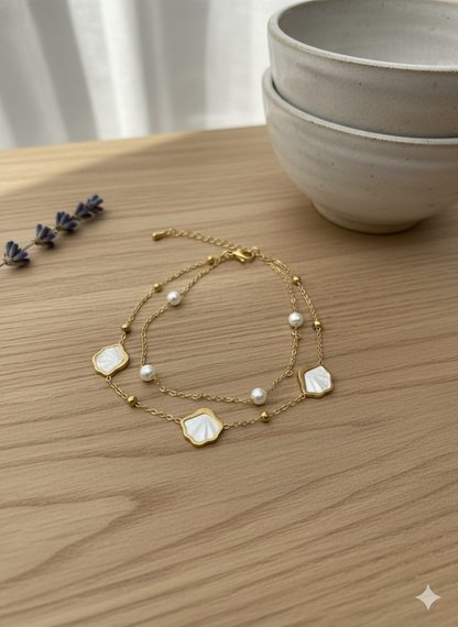 Pearl Petal Anklet/Bracelet (Single Piece)