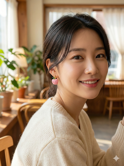 Pink Apple Pop Studs