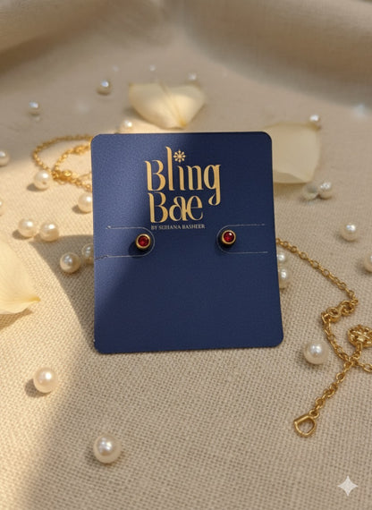 Crimson Sparkle Studs