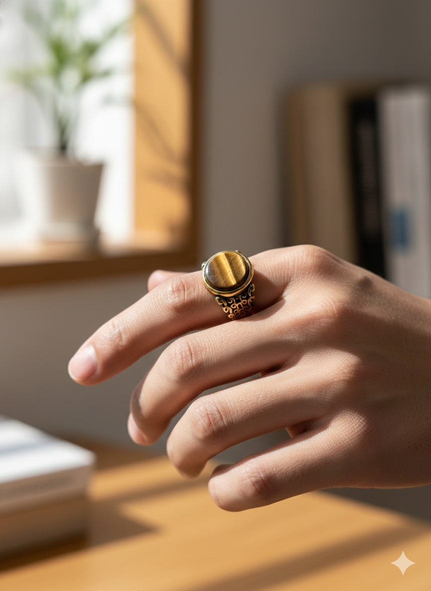 The Gilded Tiger Eye Ring