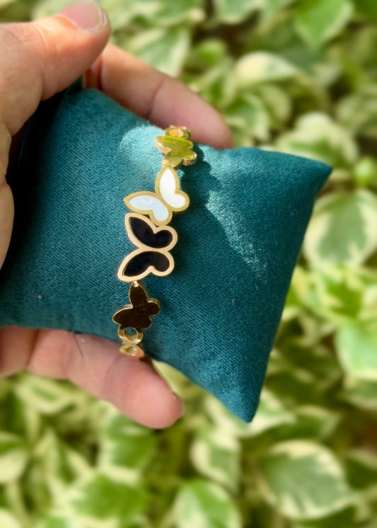 Trio Butterfly Charm Cuff Bangle 🦋✨