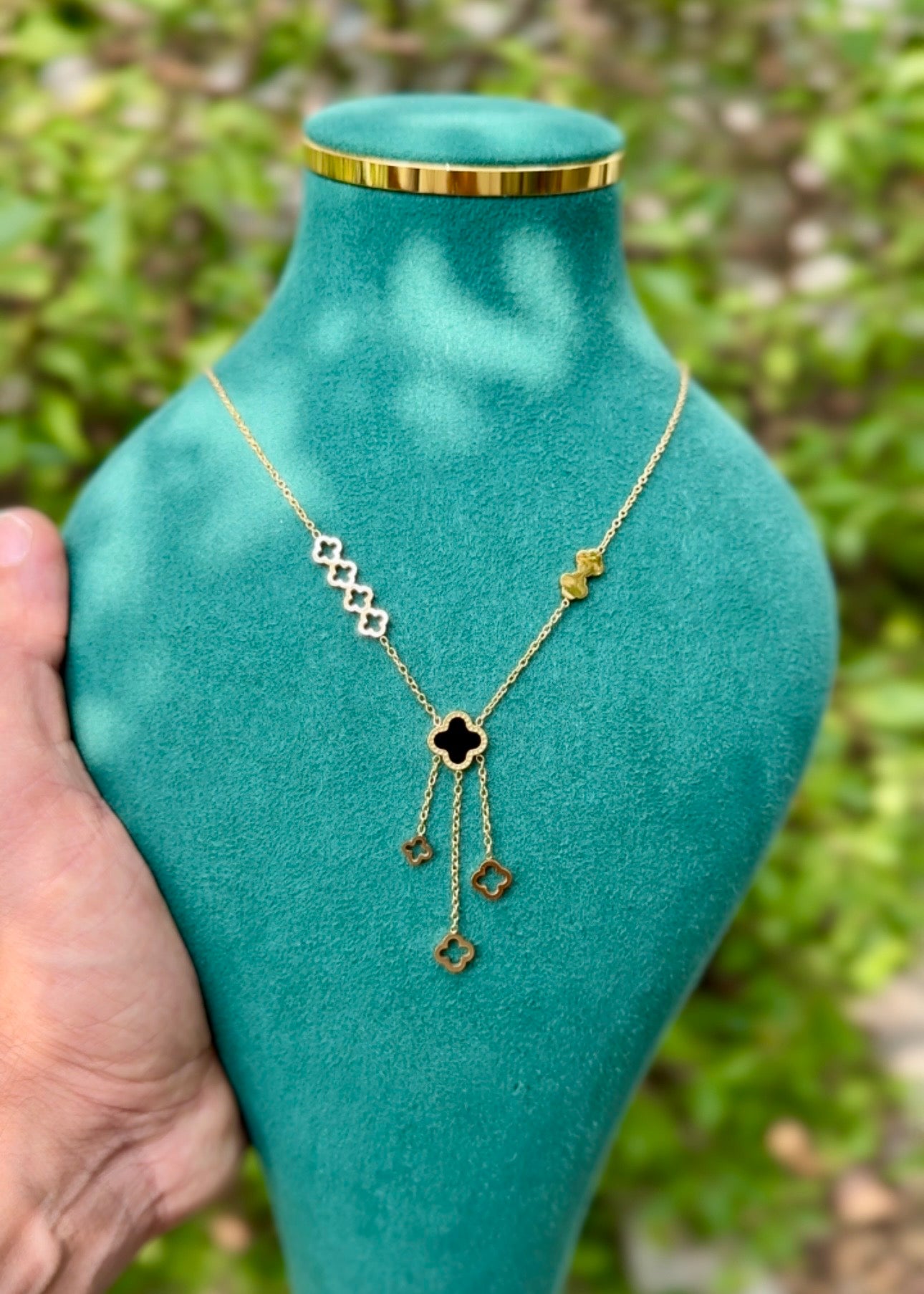 Clover Cascade Charm Necklace 🍀✨
