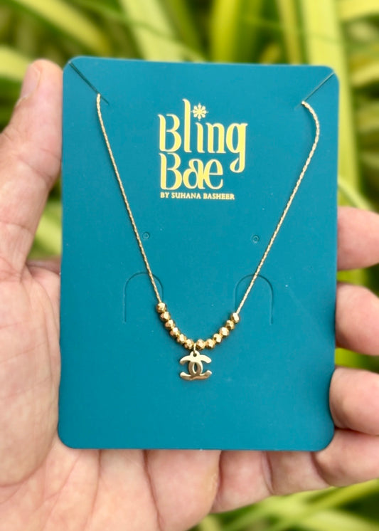 Golden Bead Charm Necklace ✨ (316L Grade)