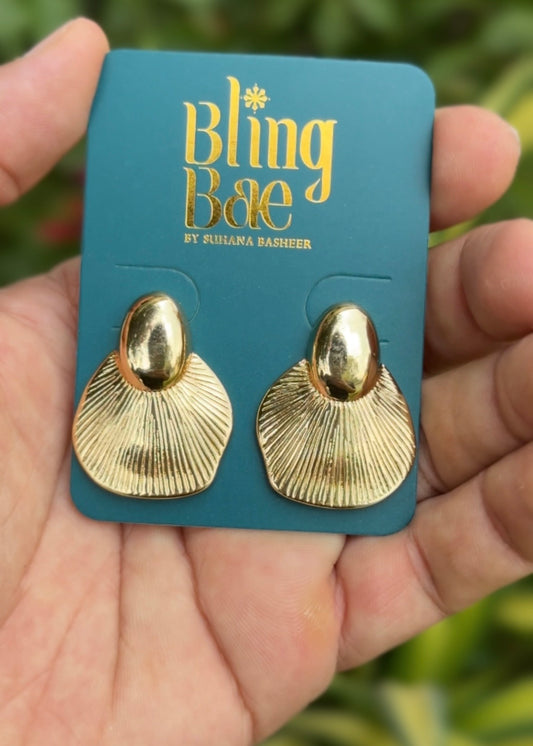 Golden Shell Statement Studs