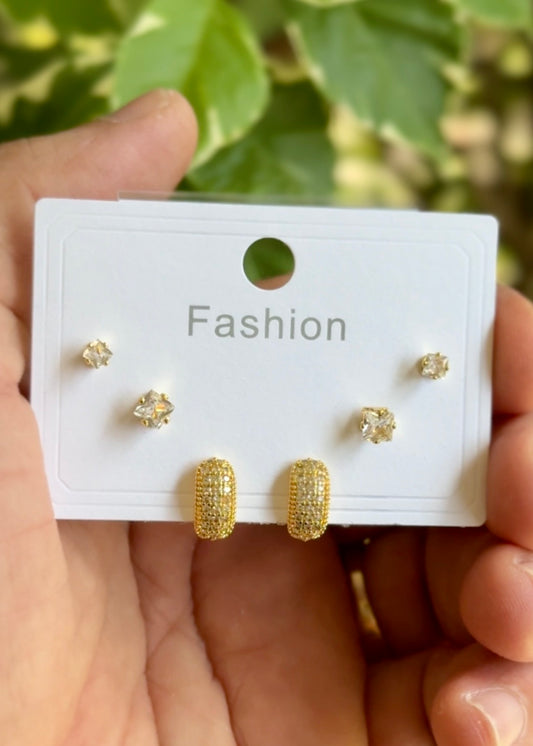 Golden Glow Mini Hoop & Stud Set 🤍✨