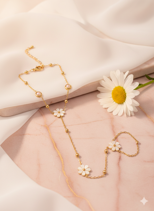Ivory Blossom Hand Bracelets