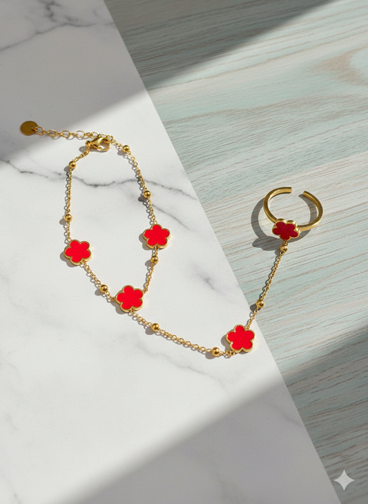 Scarlet Bloom Ring Bracelets