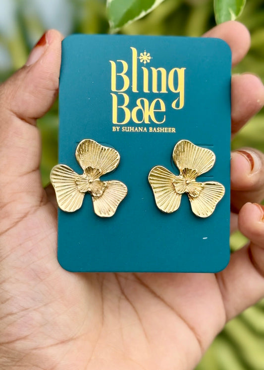 Golden Bloom Floral Studs
