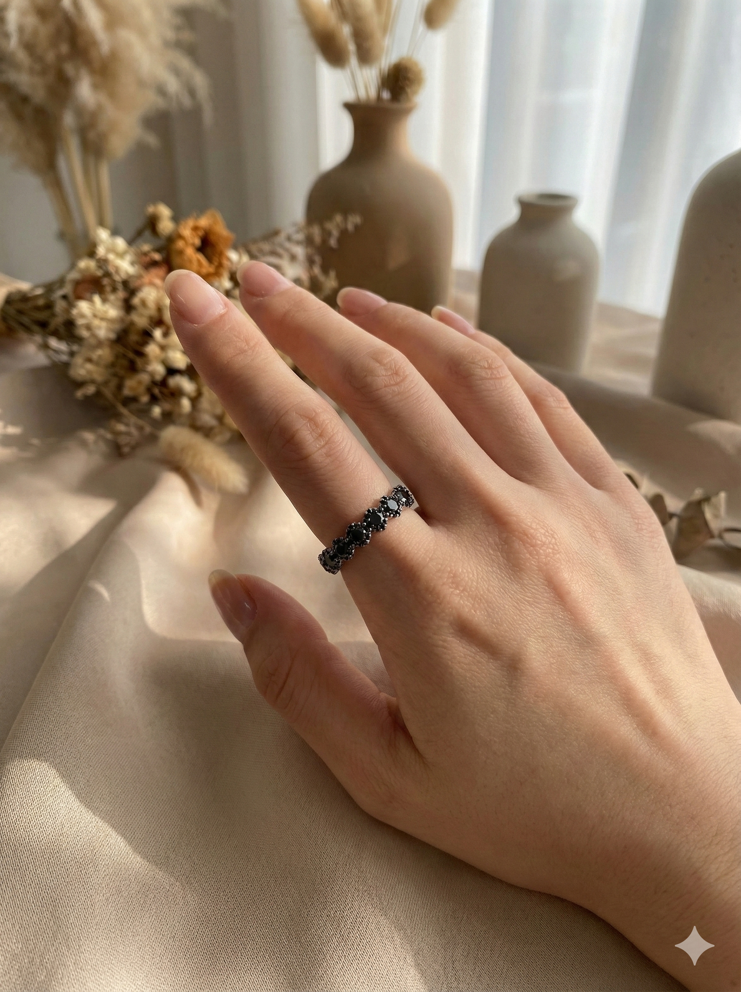 Noir Blossom Eternity Rings