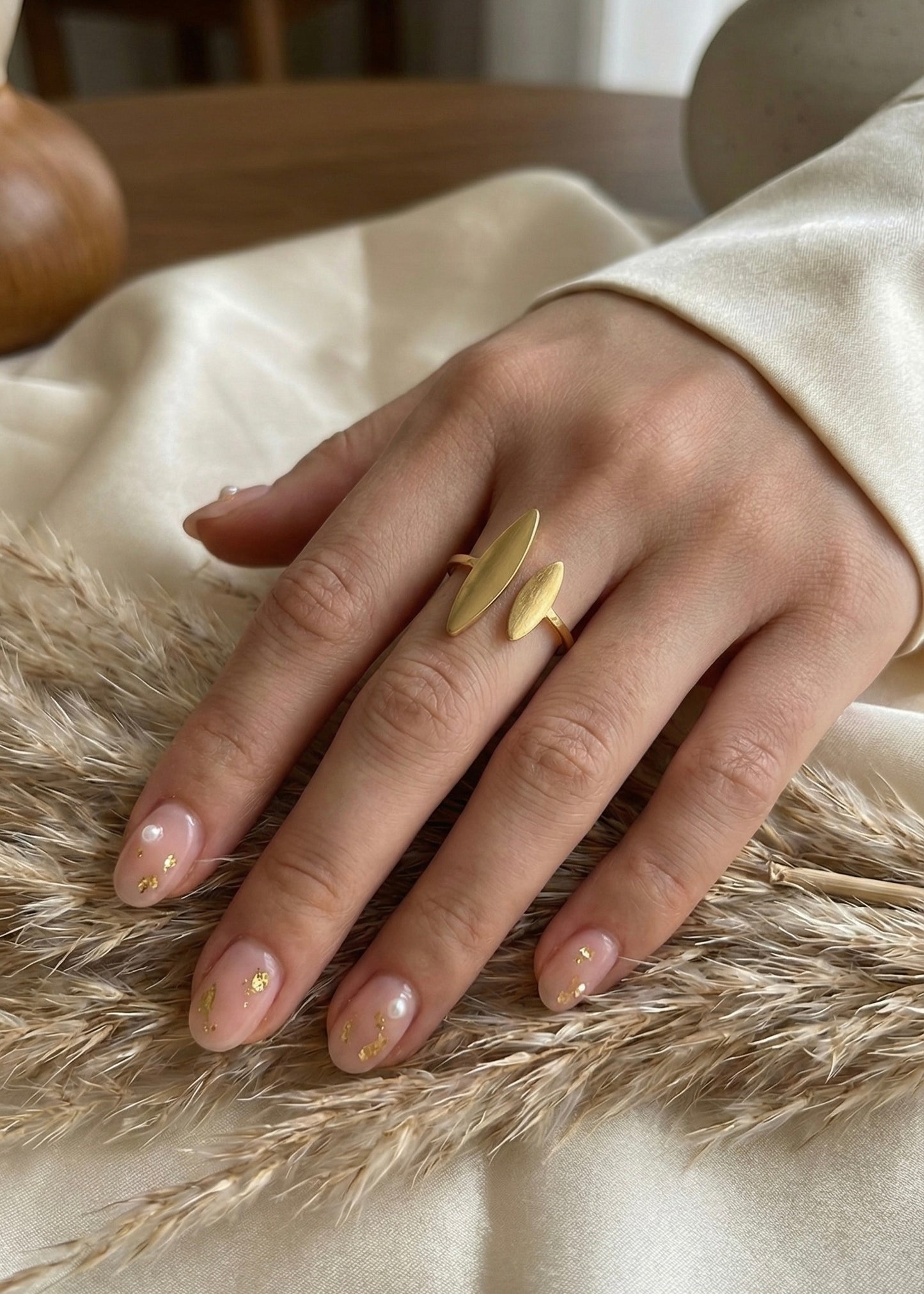 Golden Navette Pair Rings