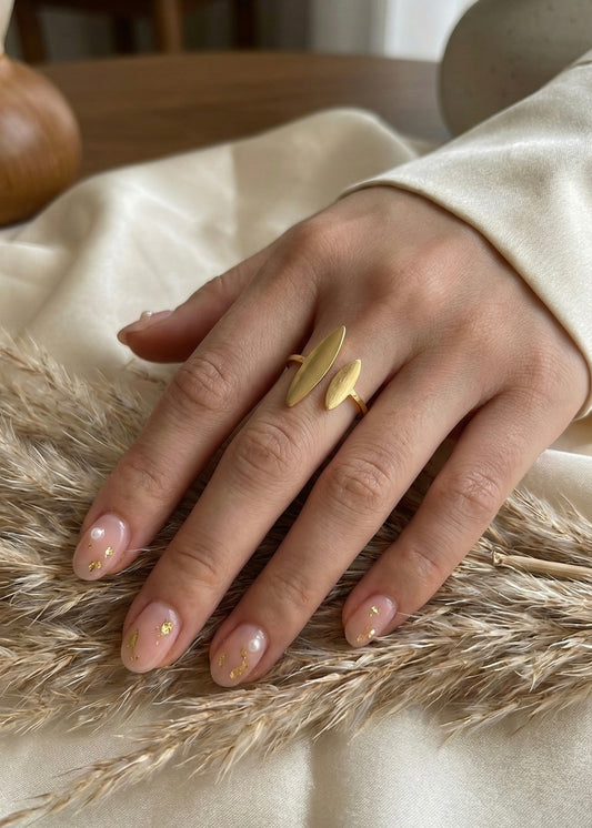 Golden Navette Pair Rings