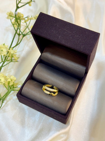 The Imperial Pave Pin Ring (Adjustable)