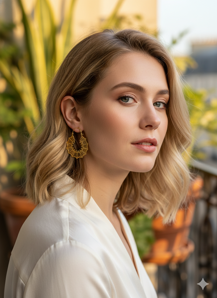 Golden Web Halo Earrings