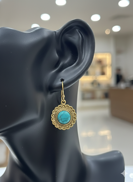 Turquoise Halo Charm Drops Earrings