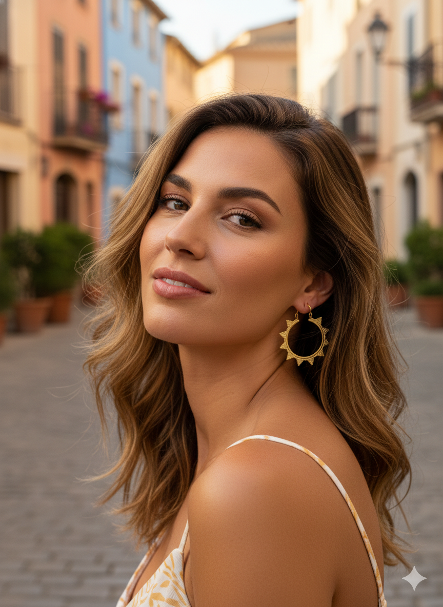 Solar Flare Golden Hoops Earrings