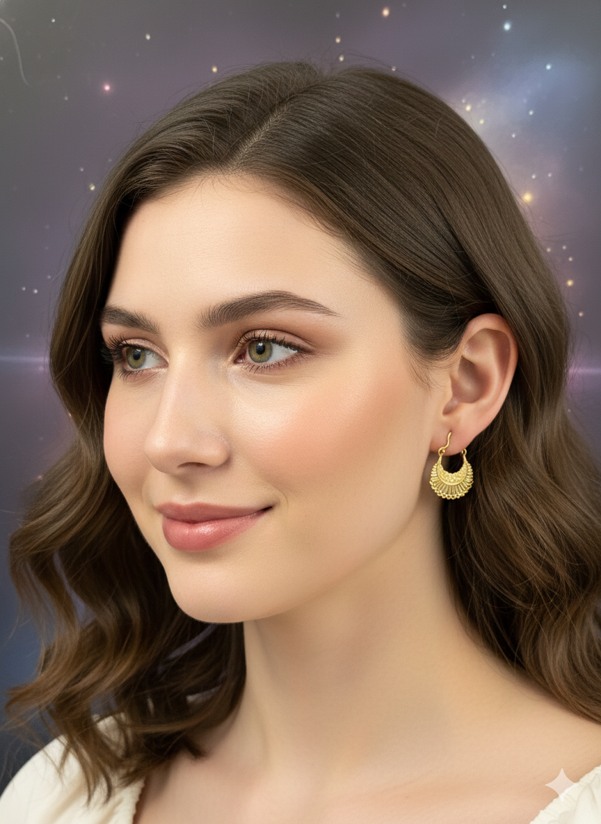 Tribal Fan Crescent Drops Earrings
