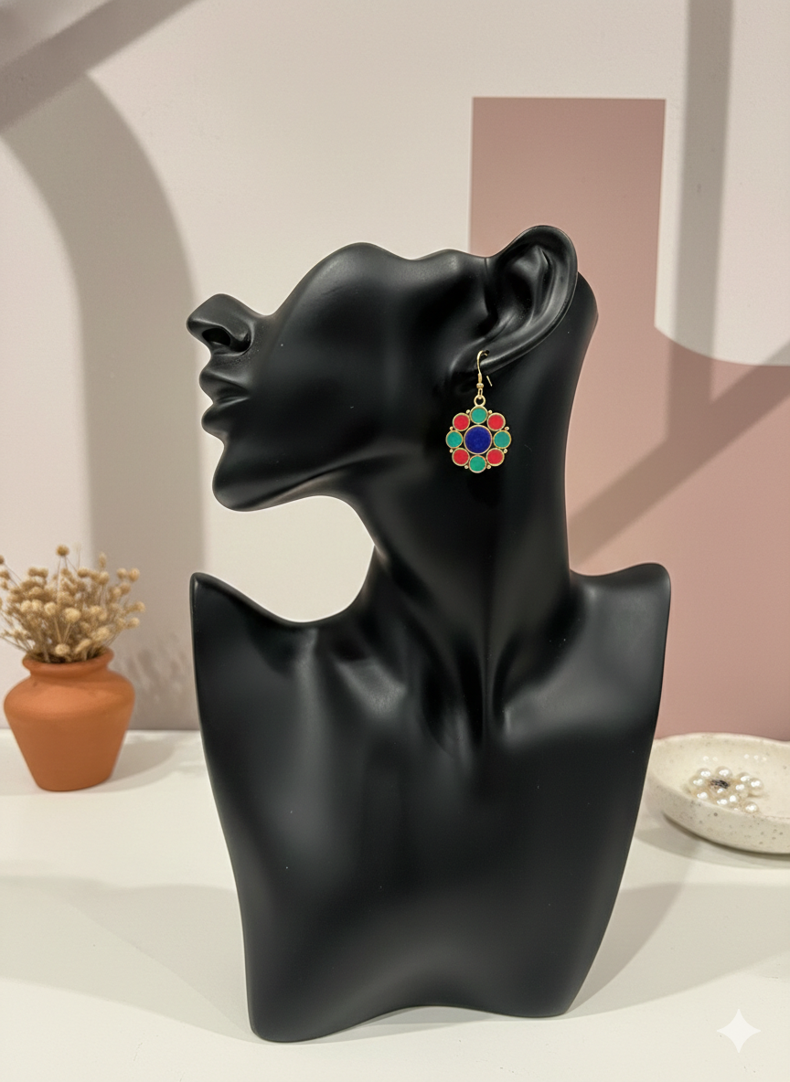 Mosaic Bloom Charm Drops Earrings