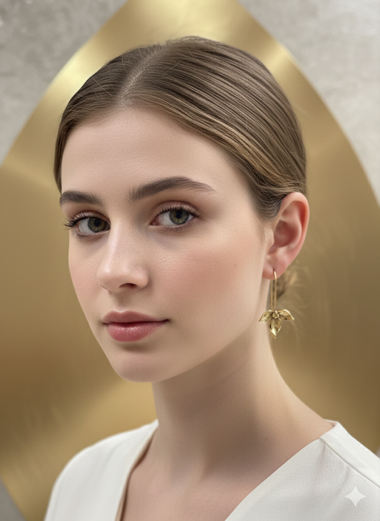 Golden Whisper Leaf Drops Earrings