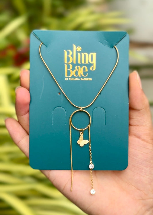 Butterfly Drop Circle Necklace ✨