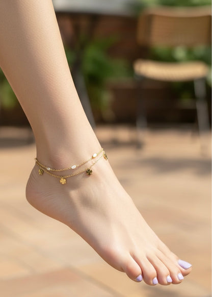 Lucky Clover Anklet/Bracelet (Single Piece)