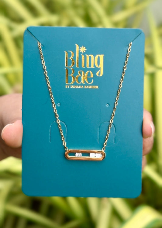 Crystal Link Bar Necklace ✨